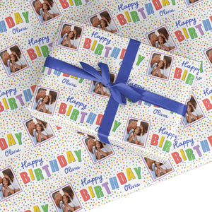Happy Birthday Personalised Photo Upload Wrapping Paper