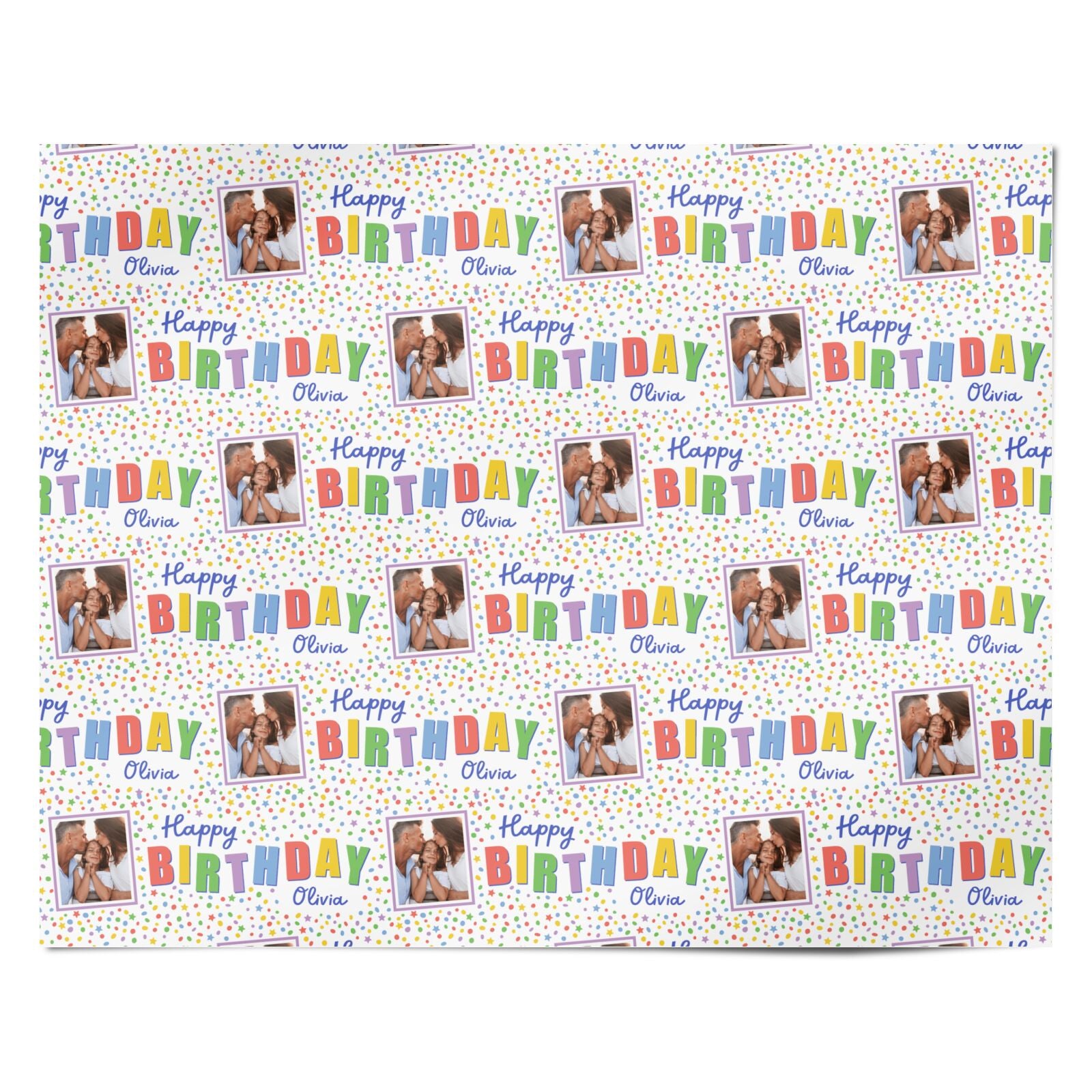 Happy Birthday Personalised Photo Upload Personalised Wrapping Paper Alternative