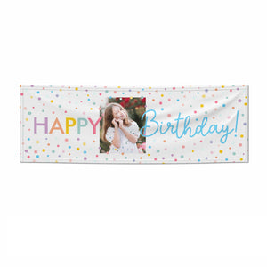 Personalisiertes Banner mit Foto „Alles Gute zum Geburtstag“.