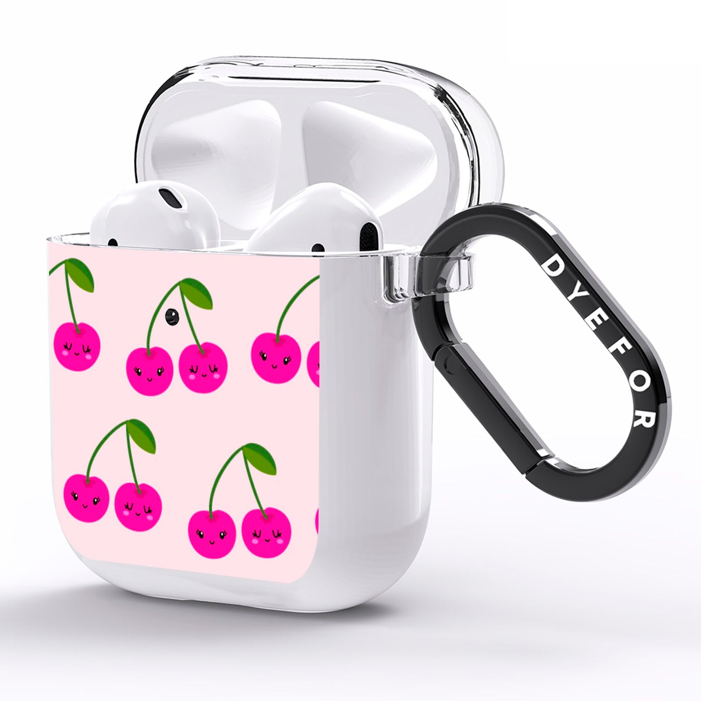 Happy Cherry AirPods Clear Case Side Image