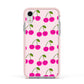 Happy Cherry Apple iPhone XR Impact Case Pink Edge on Silver Phone