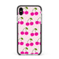 Happy Cherry Apple iPhone Xs Max Impact Case Black Edge on Silver Phone