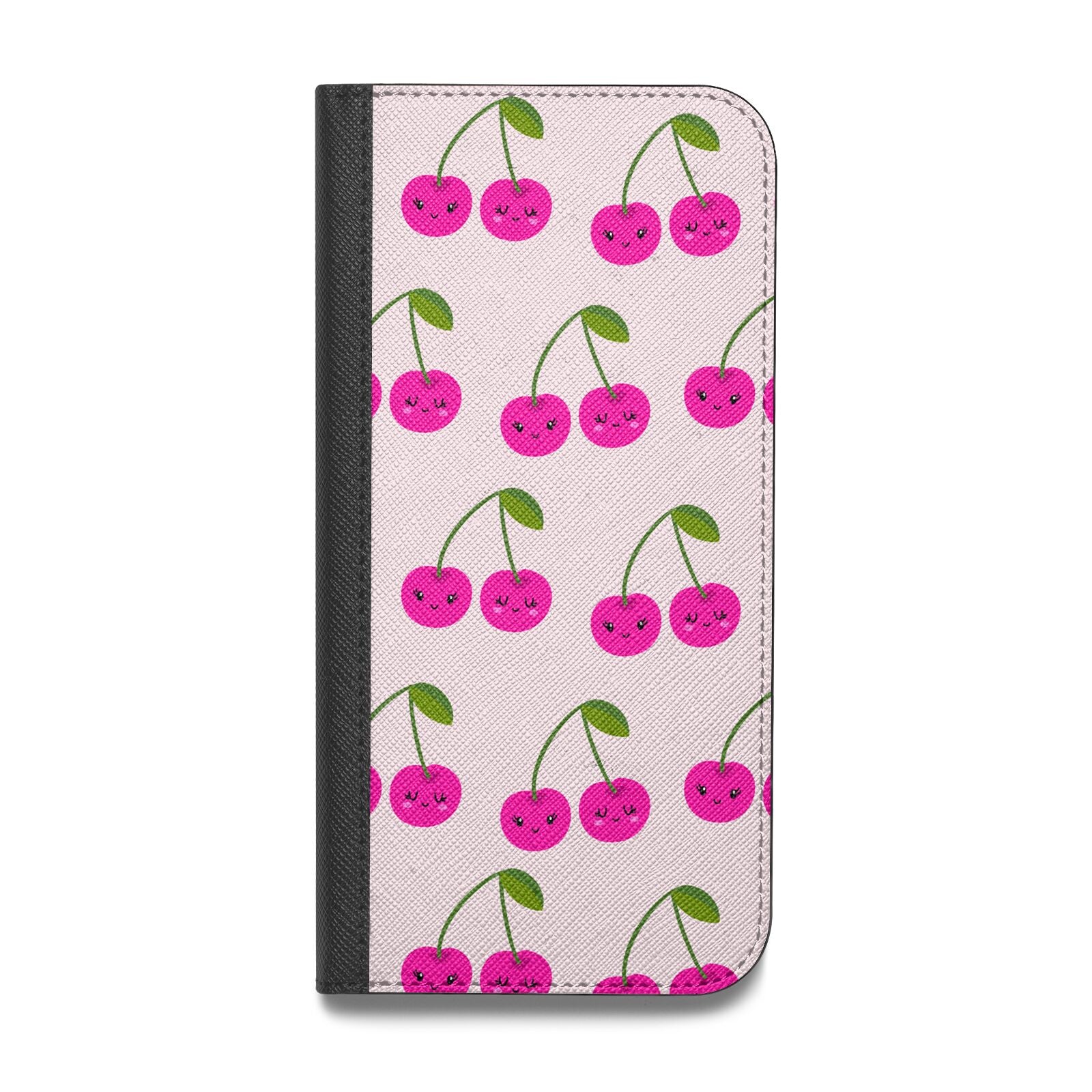 Happy Cherry Vegan Leather Flip iPhone Case