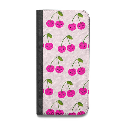 Happy Cherry Vegan Leather Flip iPhone Case