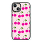 Happy Cherry iPhone 13 Black Impact Case on Silver phone