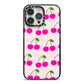 Happy Cherry iPhone 14 Pro Max Black Impact Case on Silver phone