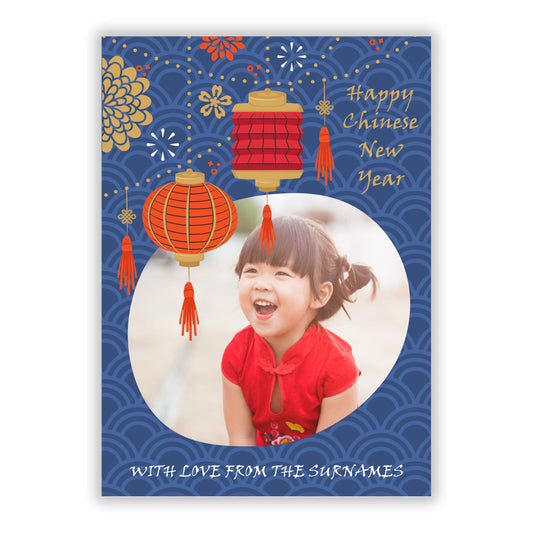 Happy Chinese New Year Photo Upload A5 Flat Greetings Card