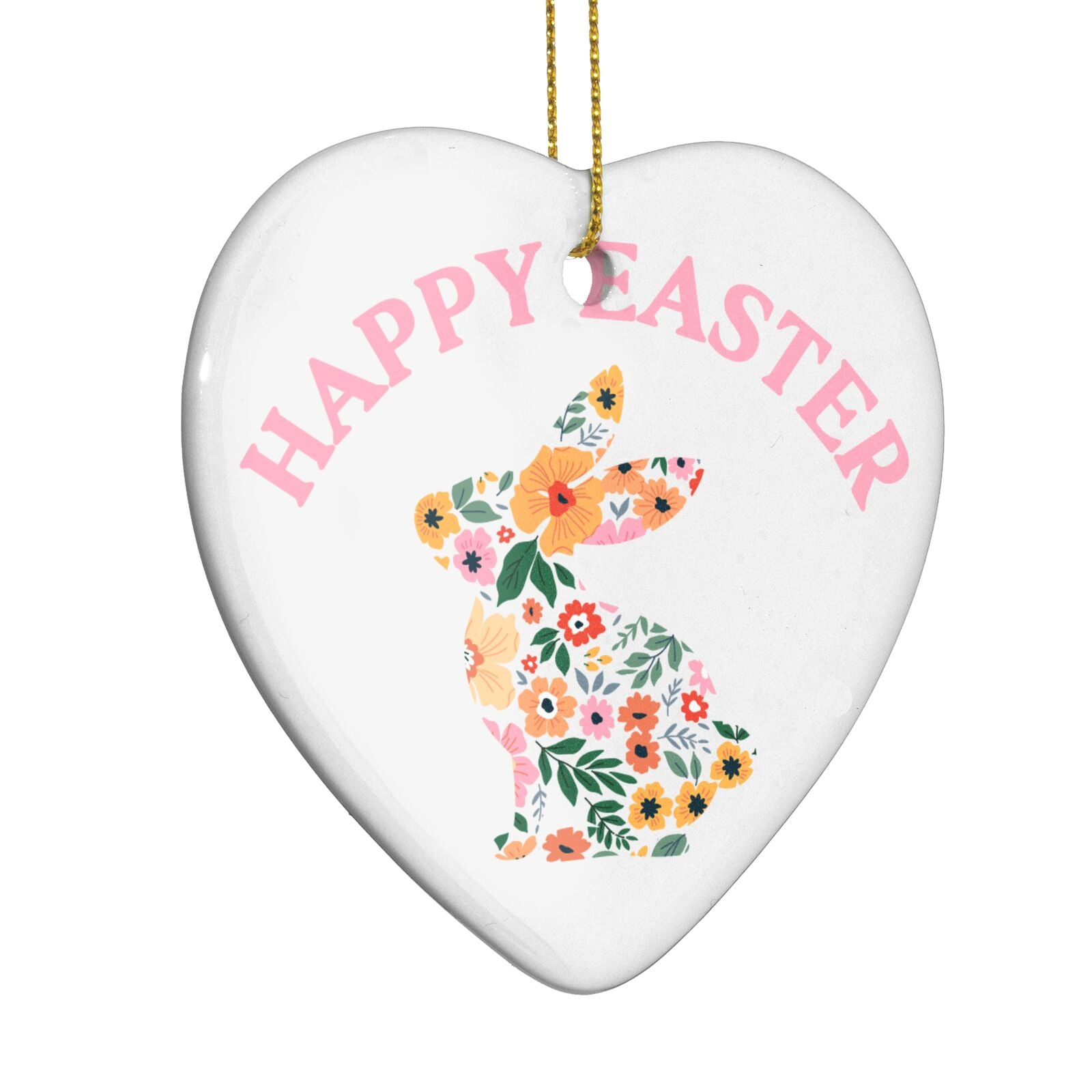 Happy Easter Heart Decoration Side Angle
