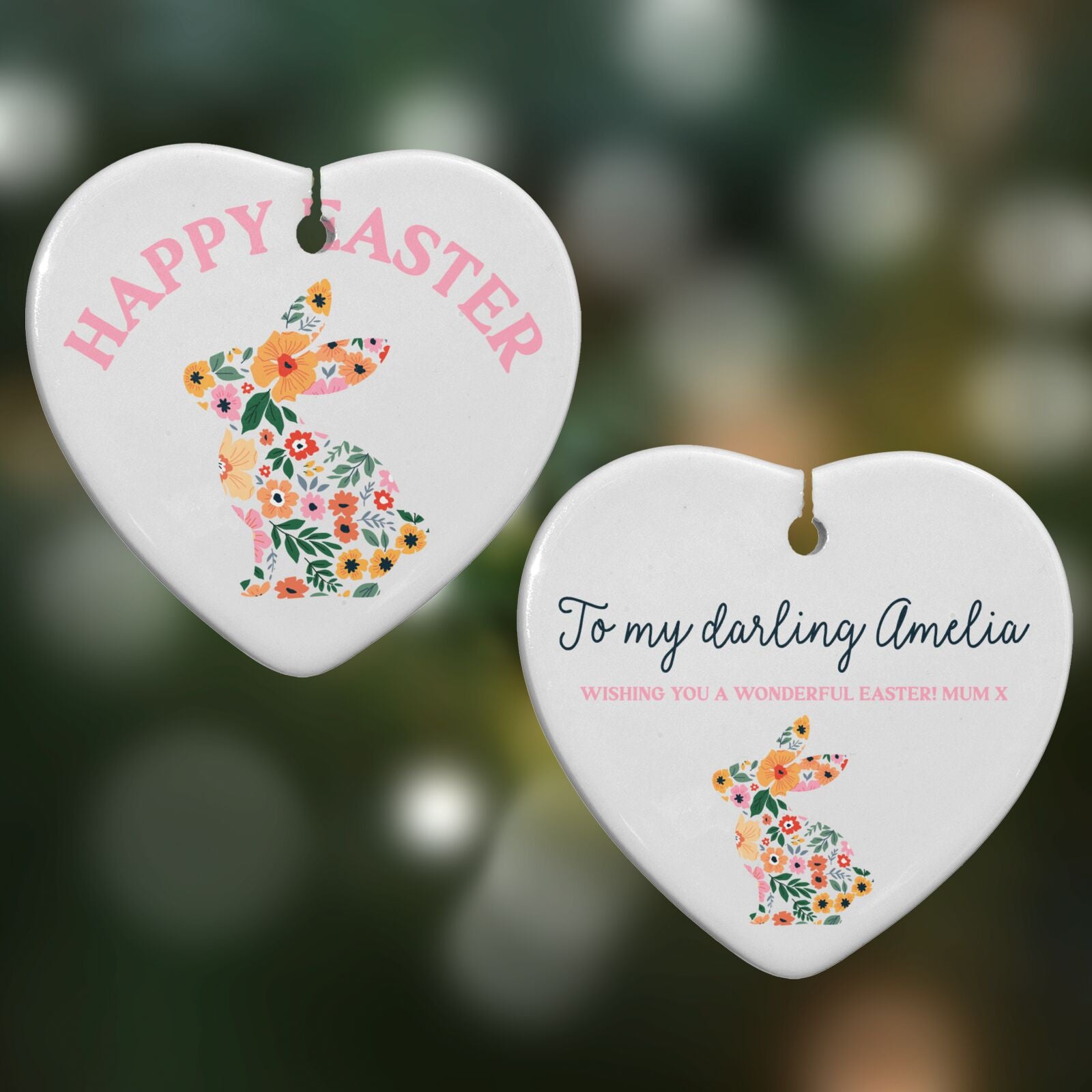 Happy Easter Heart Decoration on Christmas Background