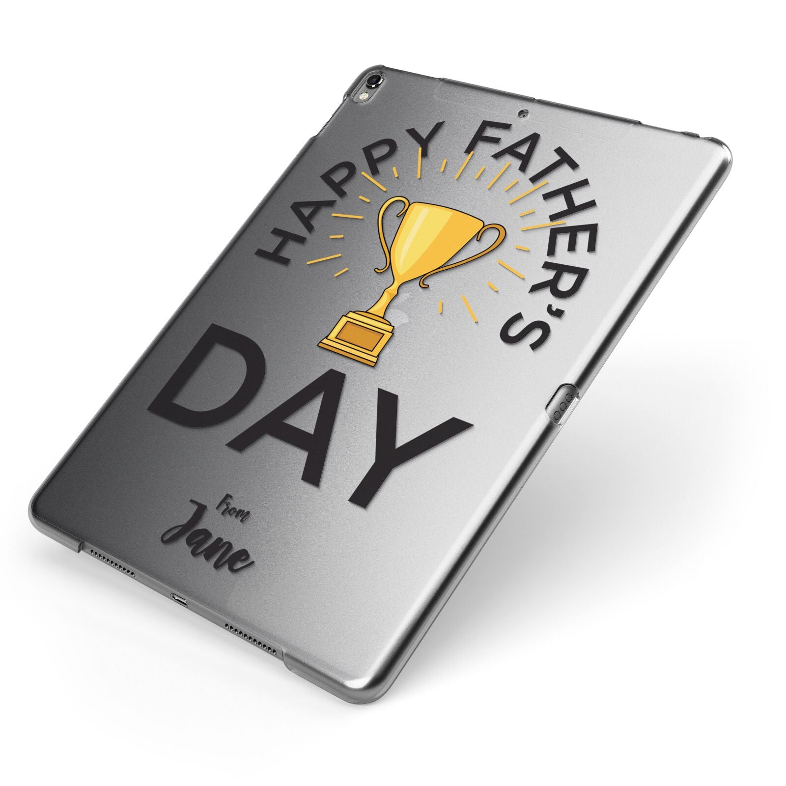 Happy Fathers Day Apple iPad Case on Grey iPad Side View