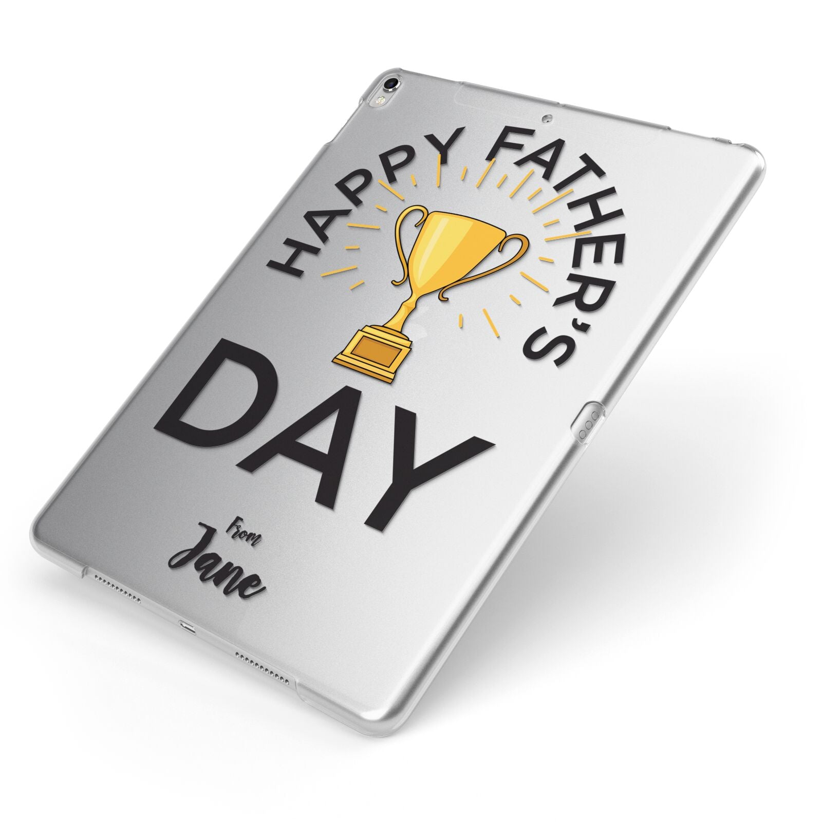 Happy Fathers Day Apple iPad Case on Silver iPad Side View