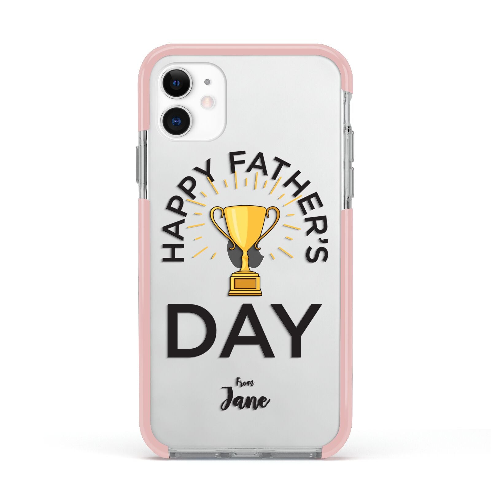 Happy Fathers Day Apple iPhone 11 in White with Pink Impact Case