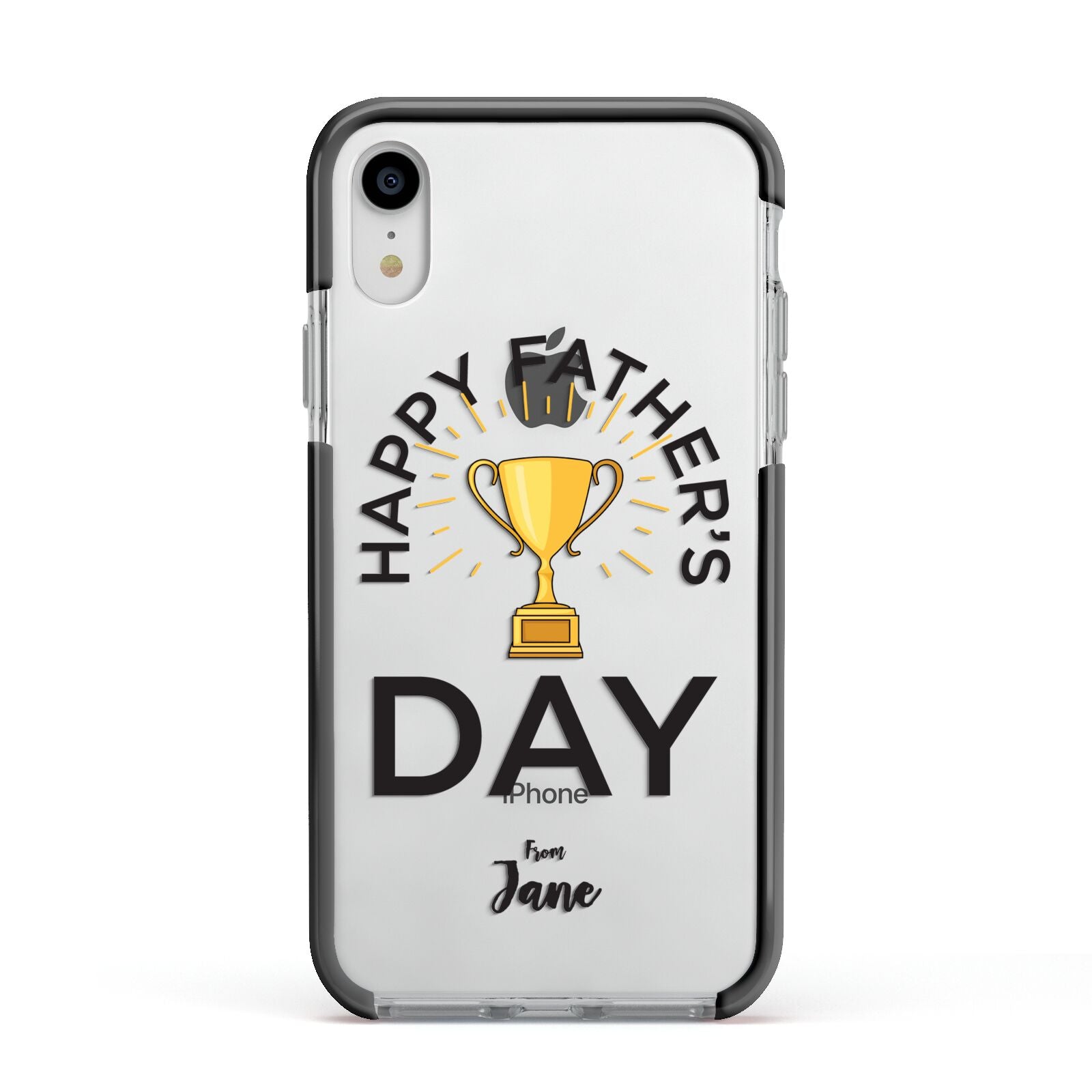 Happy Fathers Day Apple iPhone XR Impact Case Black Edge on Silver Phone