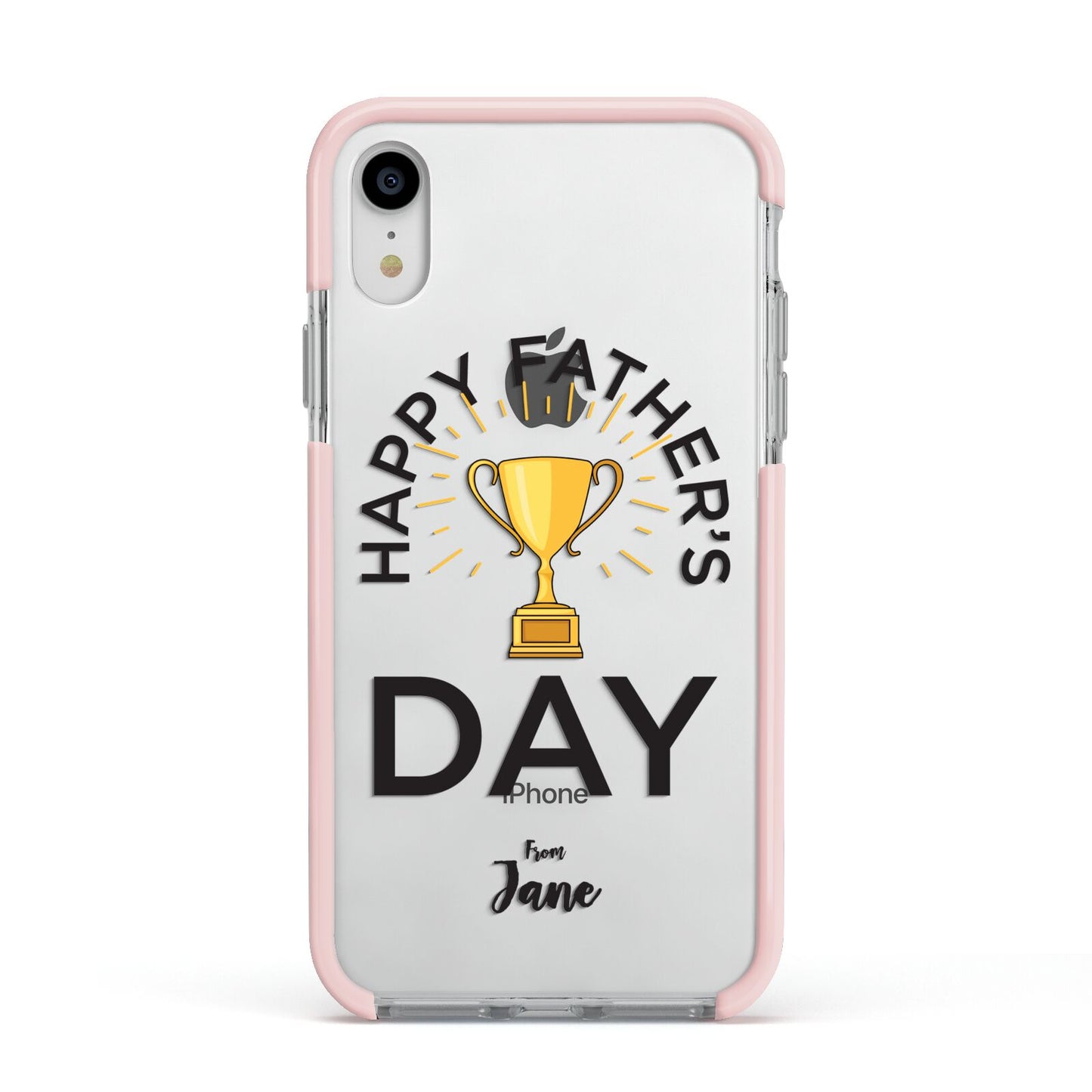 Happy Fathers Day Apple iPhone XR Impact Case Pink Edge on Silver Phone