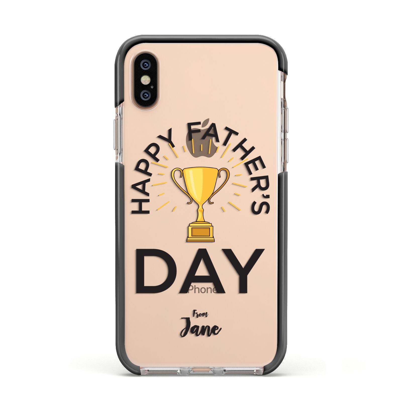 Happy Fathers Day Apple iPhone Xs Impact Case Black Edge on Gold Phone