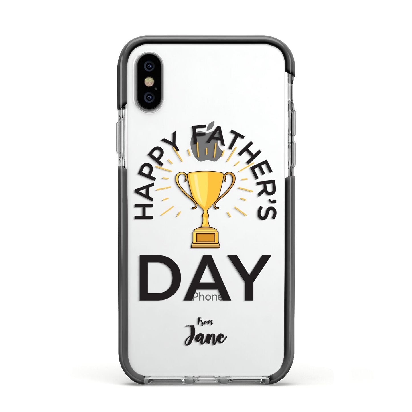 Happy Fathers Day Apple iPhone Xs Impact Case Black Edge on Silver Phone