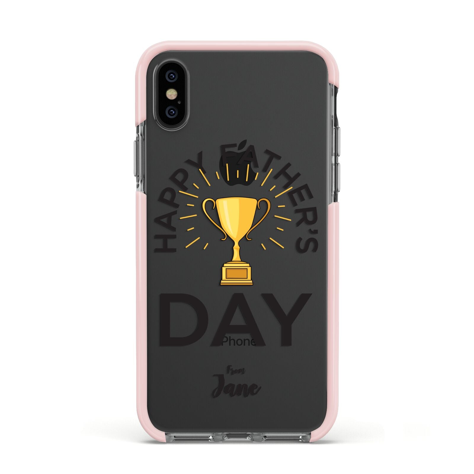 Happy Fathers Day Apple iPhone Xs Impact Case Pink Edge on Black Phone