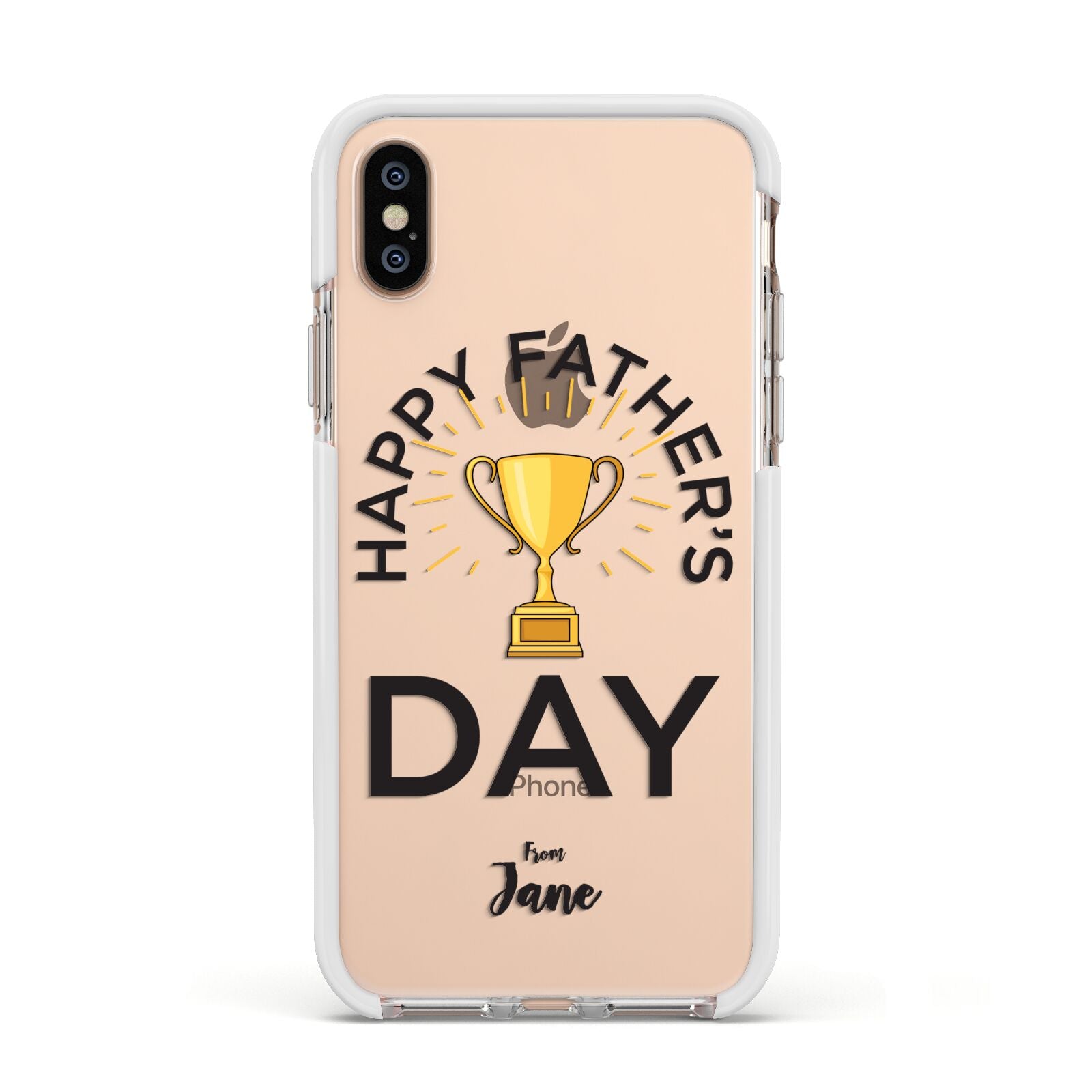 Happy Fathers Day Apple iPhone Xs Impact Case White Edge on Gold Phone