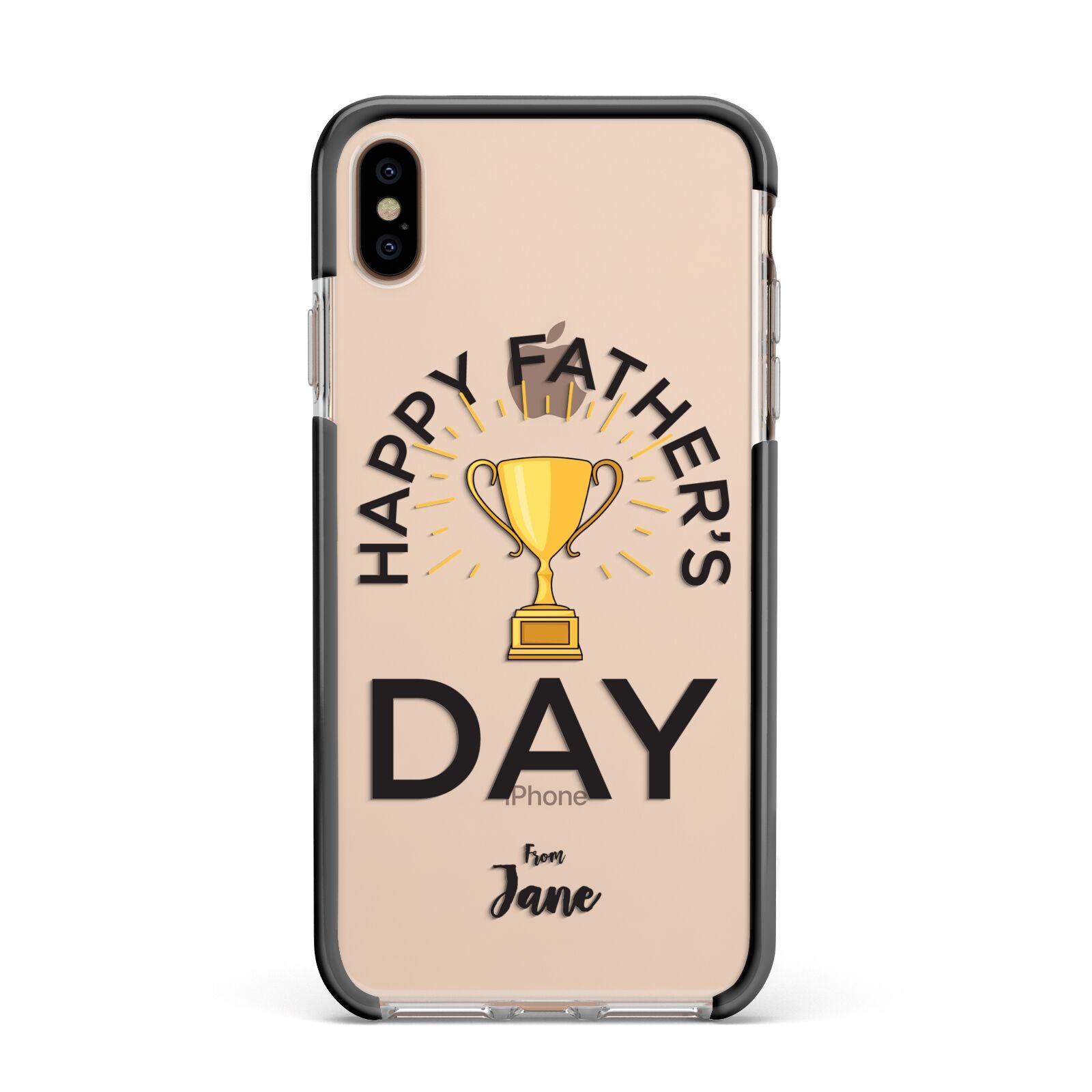Happy Fathers Day Apple iPhone Xs Max Impact Case Black Edge on Gold Phone