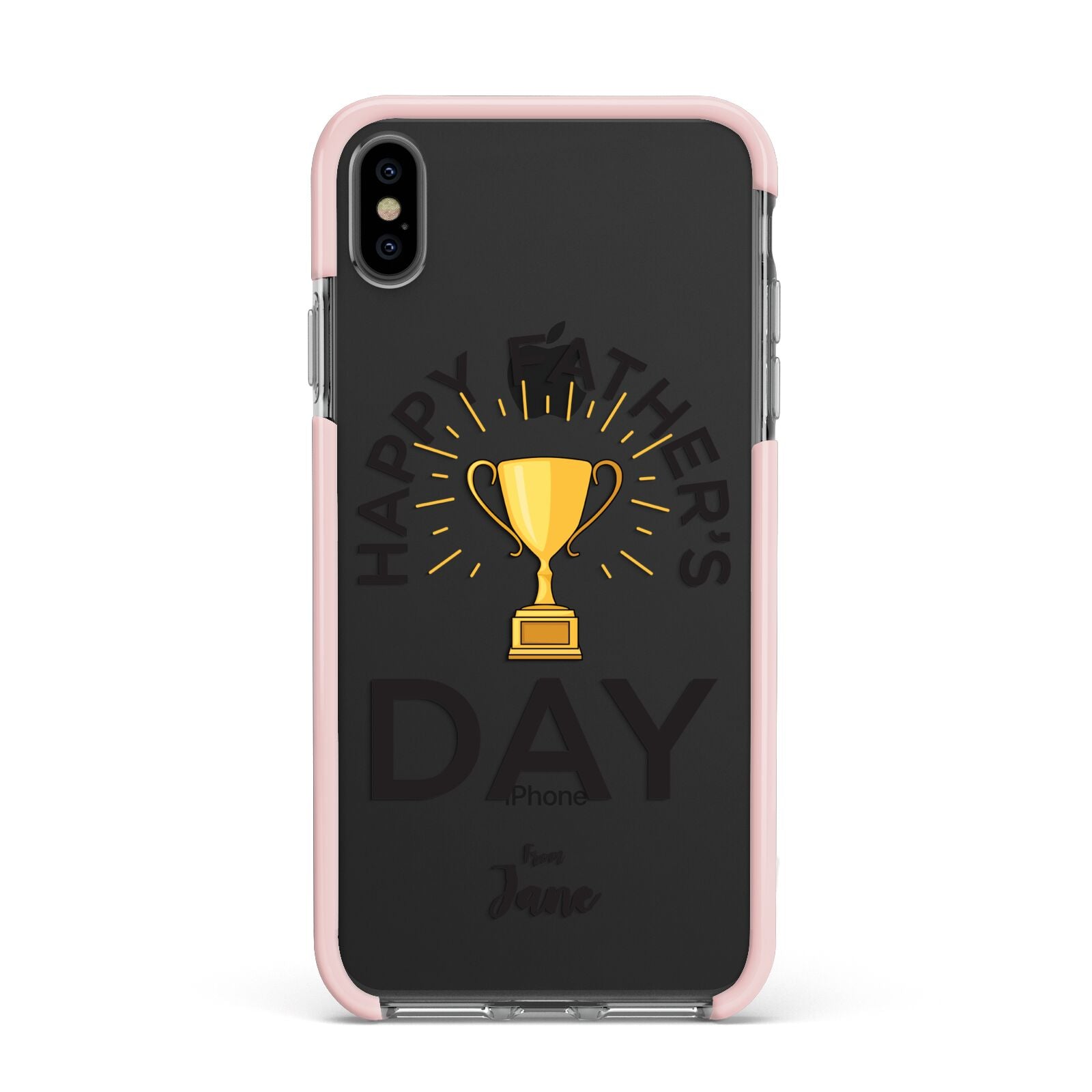 Happy Fathers Day Apple iPhone Xs Max Impact Case Pink Edge on Black Phone