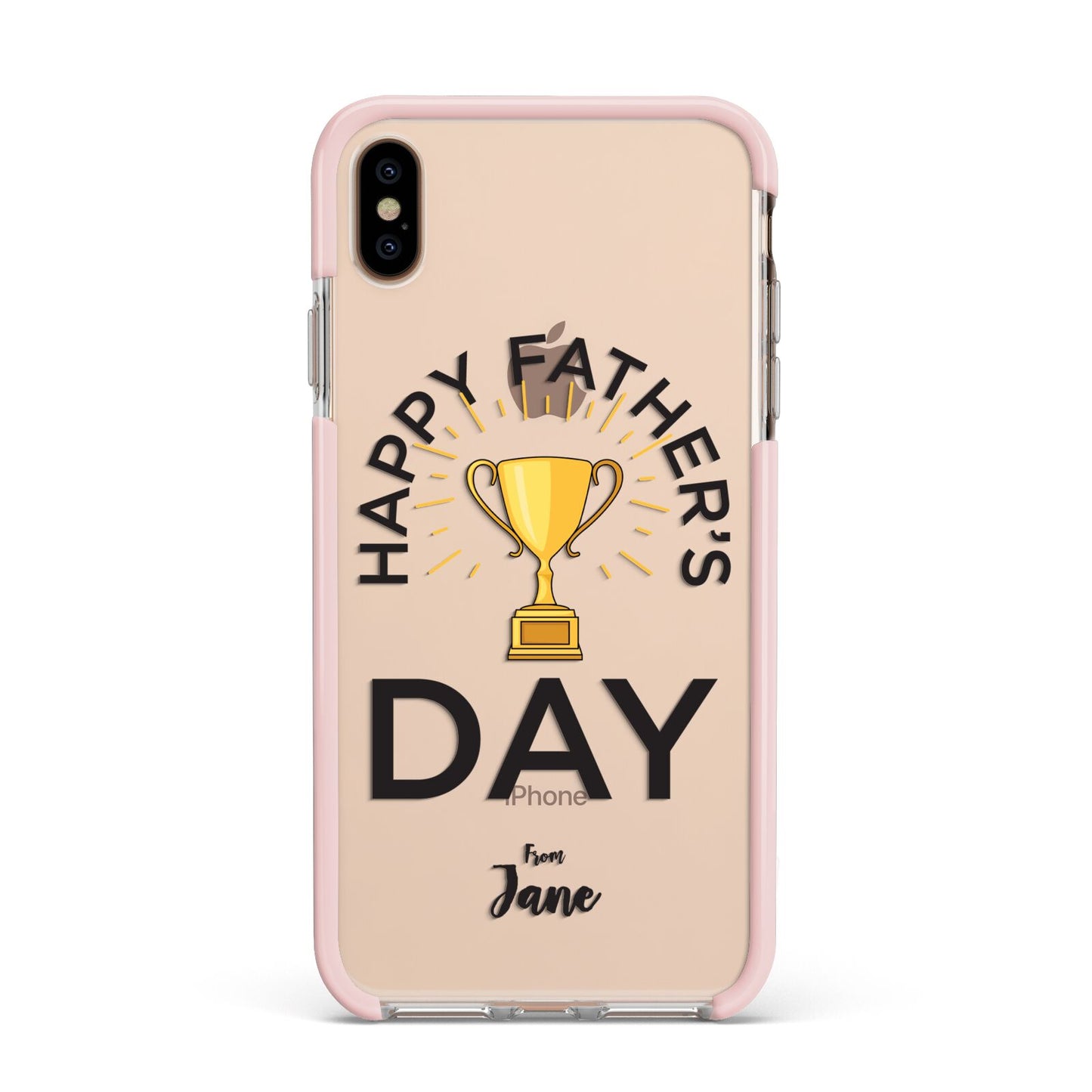 Happy Fathers Day Apple iPhone Xs Max Impact Case Pink Edge on Gold Phone