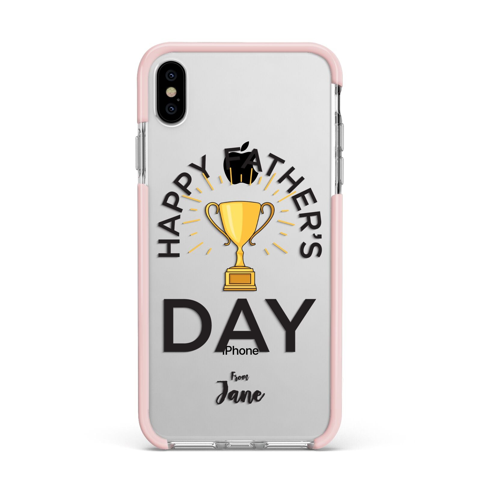 Happy Fathers Day Apple iPhone Xs Max Impact Case Pink Edge on Silver Phone