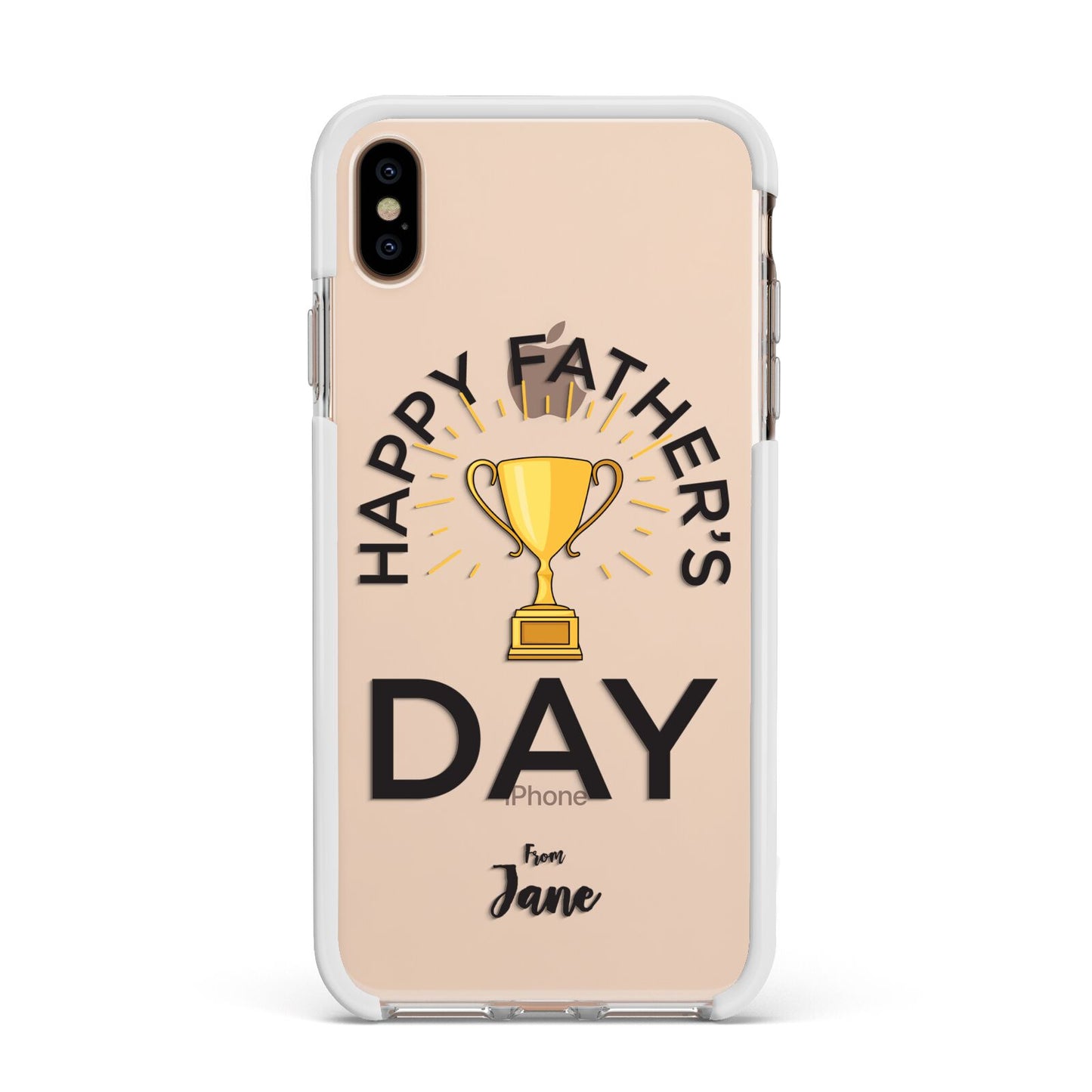 Happy Fathers Day Apple iPhone Xs Max Impact Case White Edge on Gold Phone