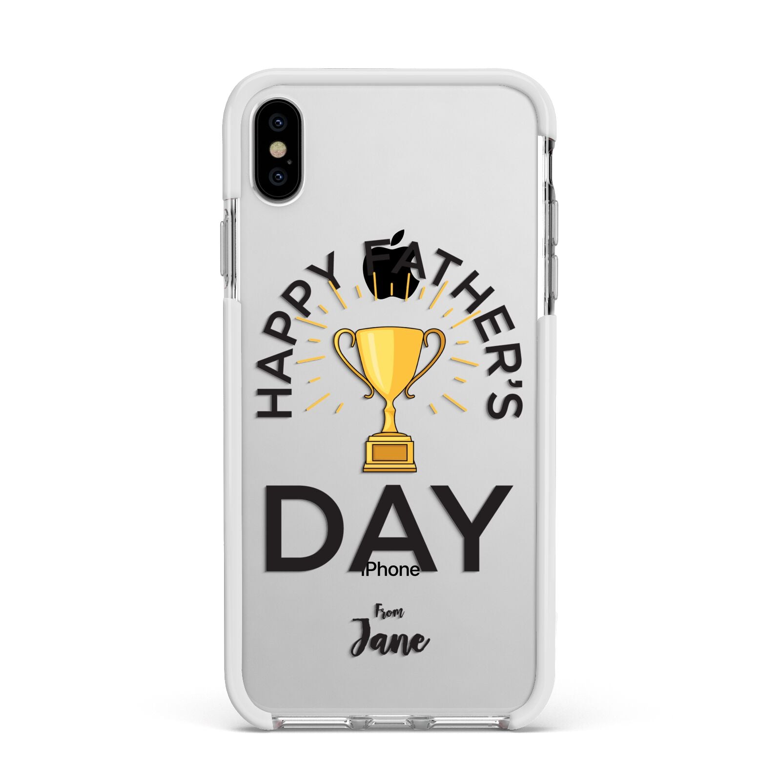 Happy Fathers Day Apple iPhone Xs Max Impact Case White Edge on Silver Phone