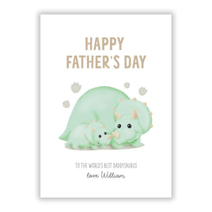 Happy Fathers Day Custom Triceratops Greetings Card