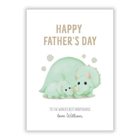 Happy Fathers Day Custom Triceratops A5 Flat Greetings Card