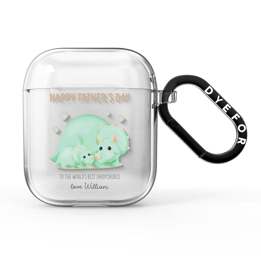 Happy Fathers Day Custom Triceratops AirPods Clear Case