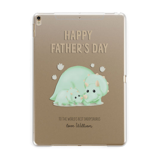 Happy Fathers Day Custom Triceratops Apple iPad Gold Case