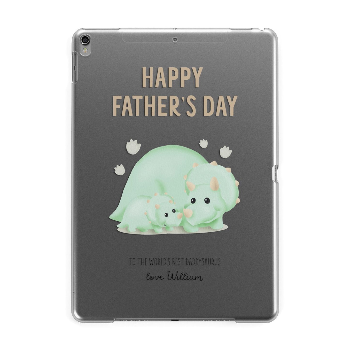 Happy Fathers Day Custom Triceratops Apple iPad Grey Case