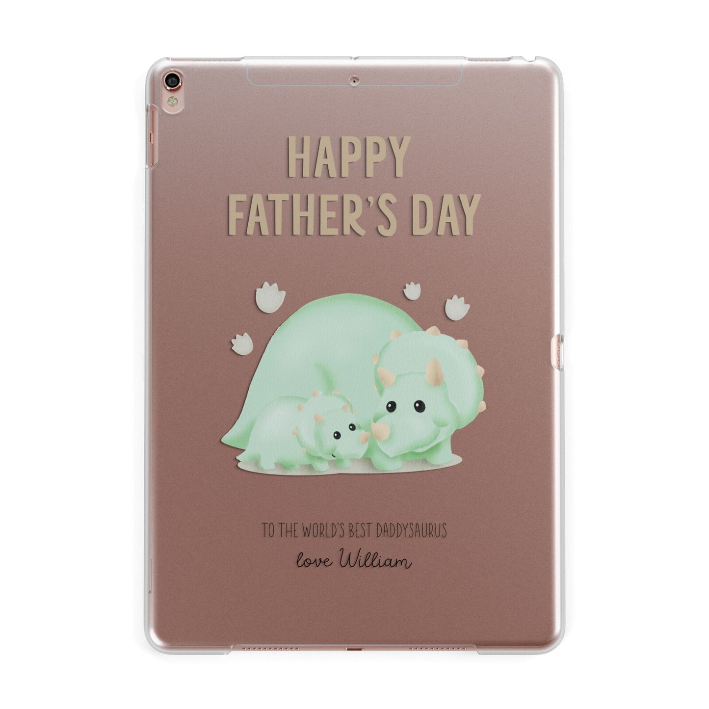 Happy Fathers Day Custom Triceratops Apple iPad Rose Gold Case