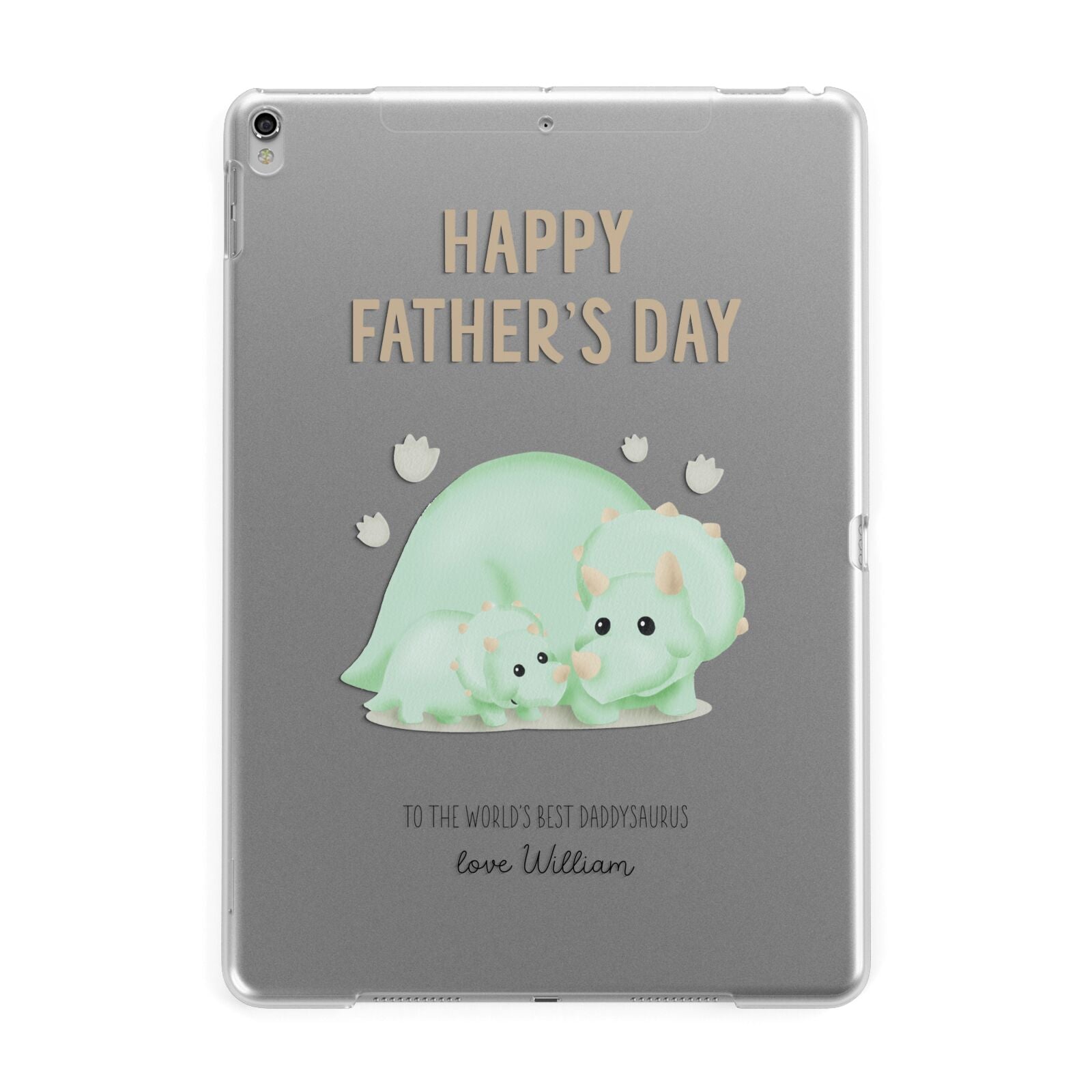 Happy Fathers Day Custom Triceratops Apple iPad Silver Case