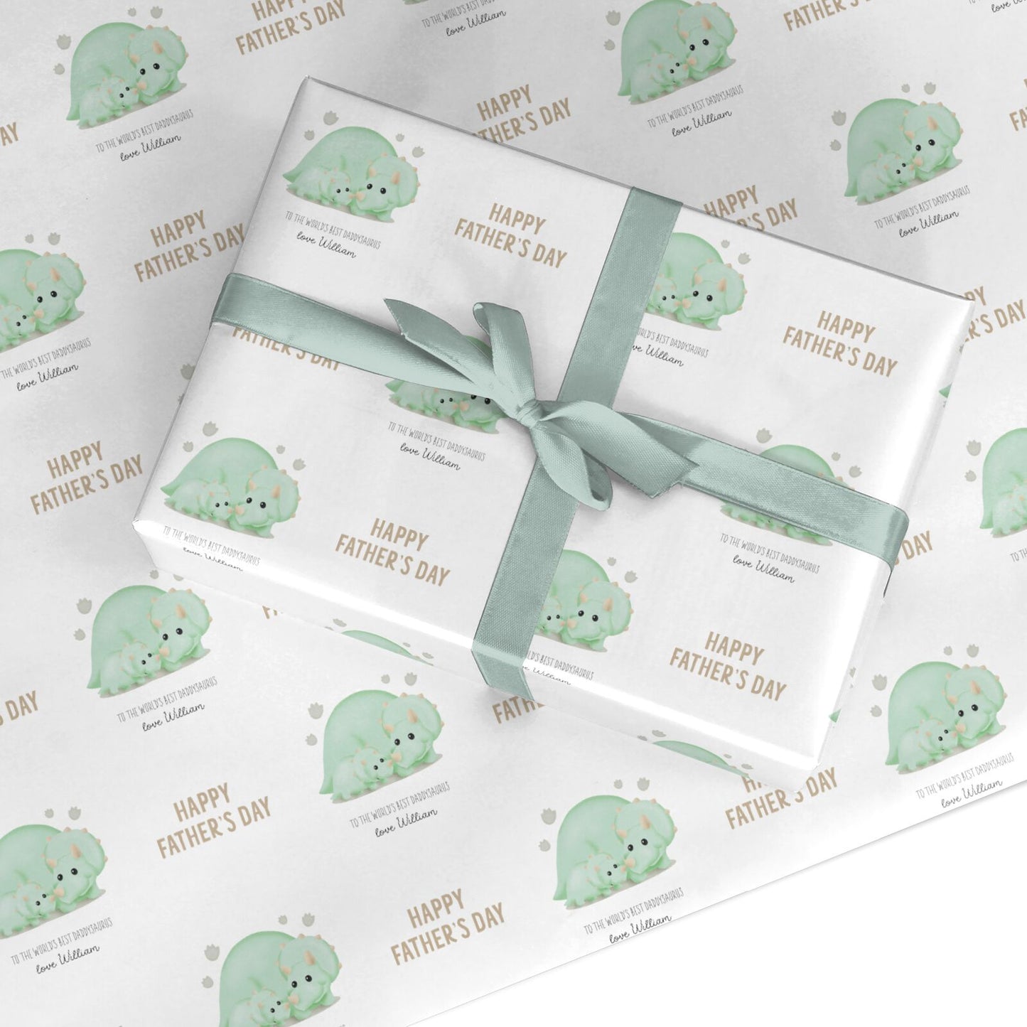 Happy Fathers Day Custom Triceratops Custom Wrapping Paper