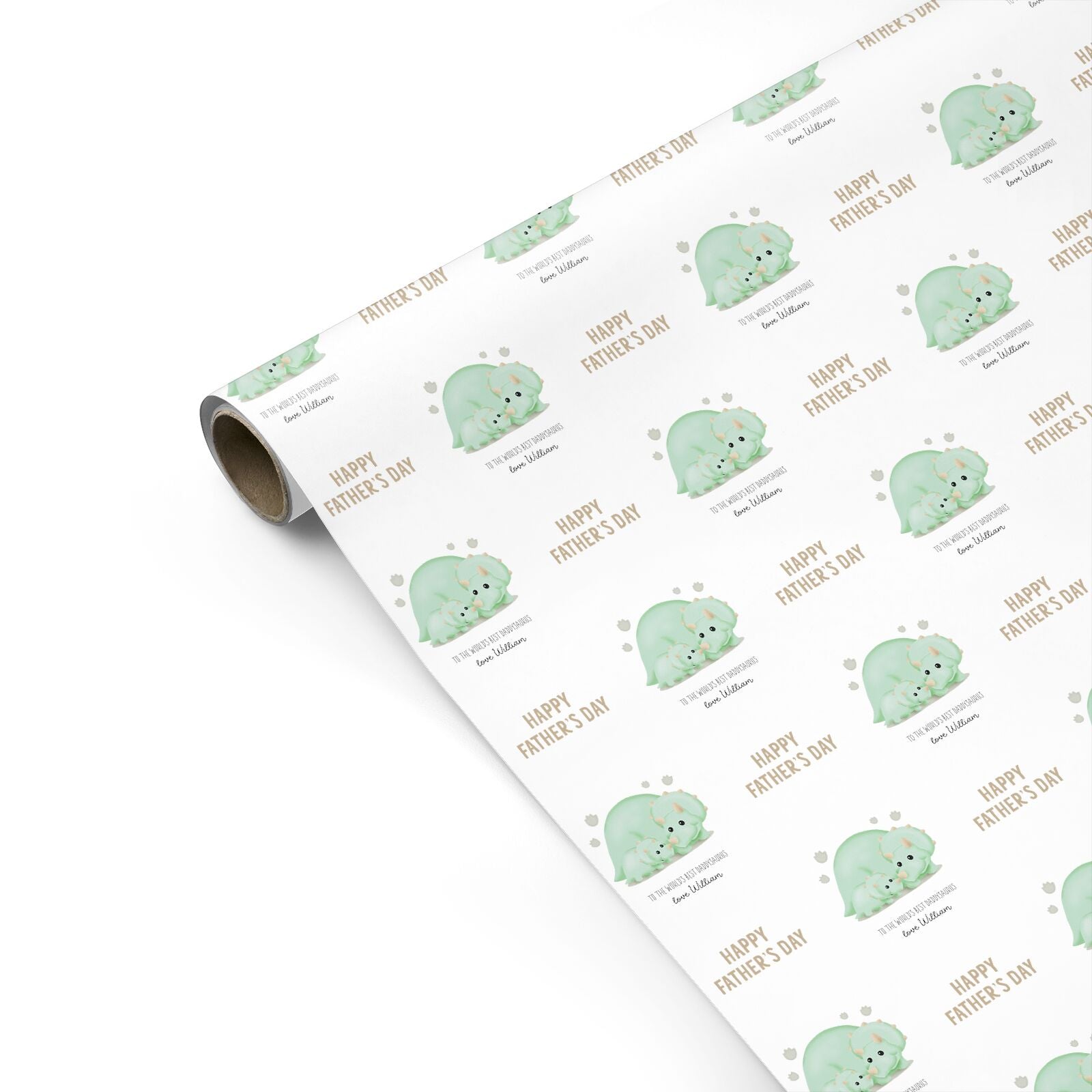Happy Fathers Day Custom Triceratops Personalised Gift Wrap