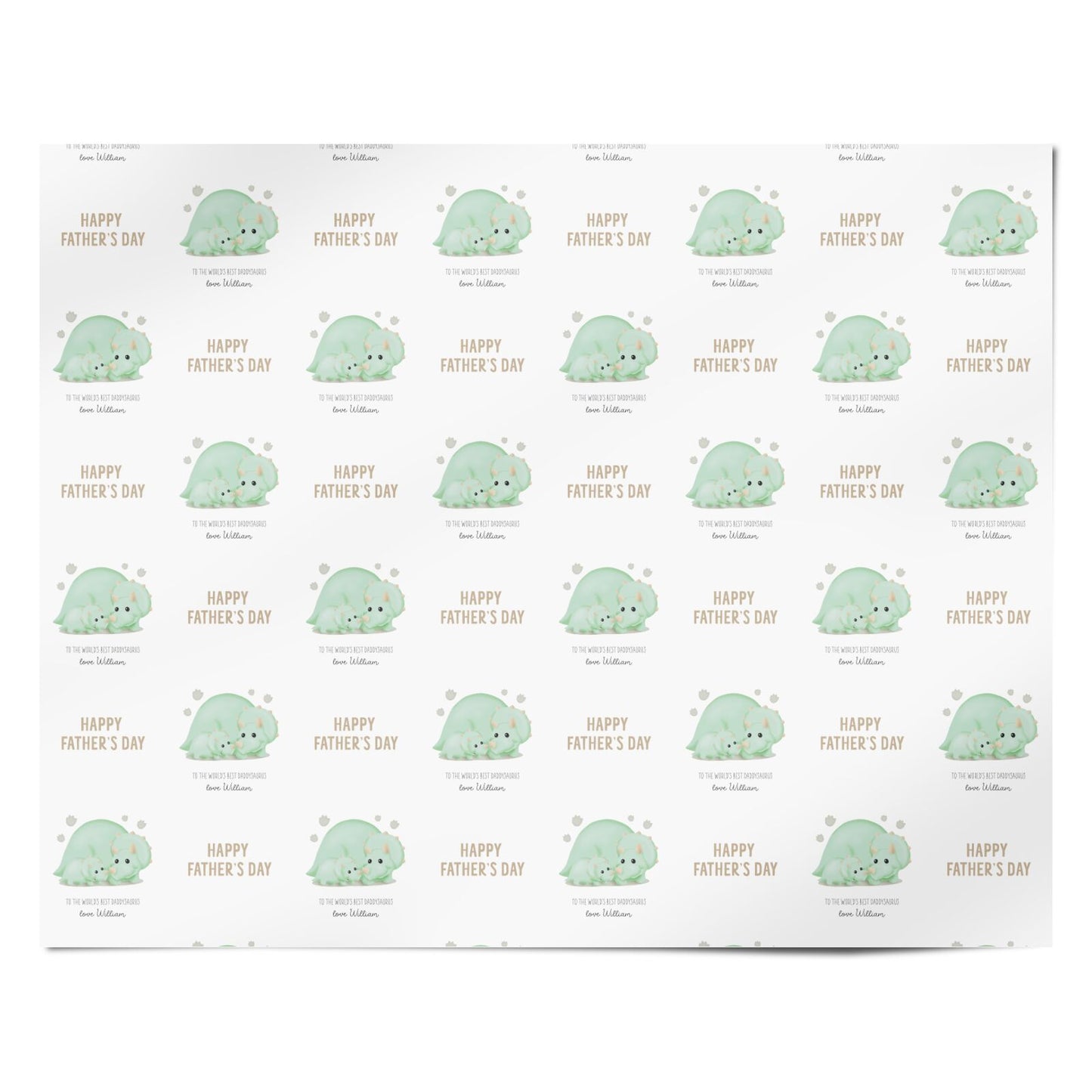 Happy Fathers Day Custom Triceratops Personalised Wrapping Paper Alternative