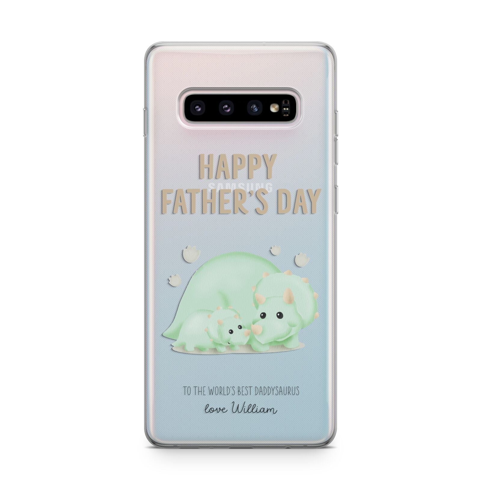 Happy Fathers Day Custom Triceratops Samsung Galaxy S10 Plus Case