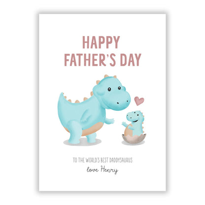 Happy Fathers Day Daddysaurus A5 Flat Greetings Card