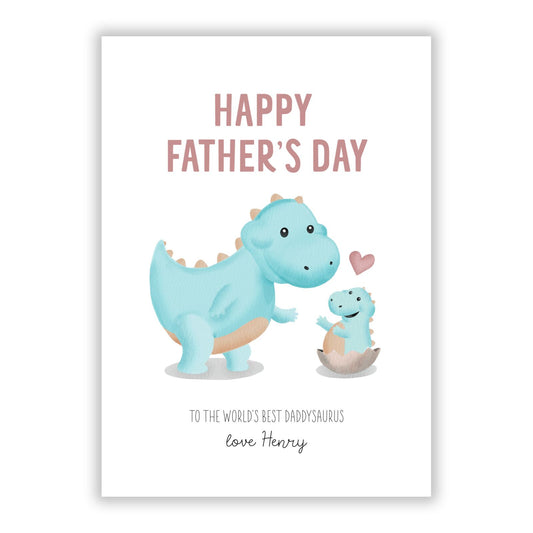 Happy Fathers Day Daddysaurus A5 Flat Greetings Card