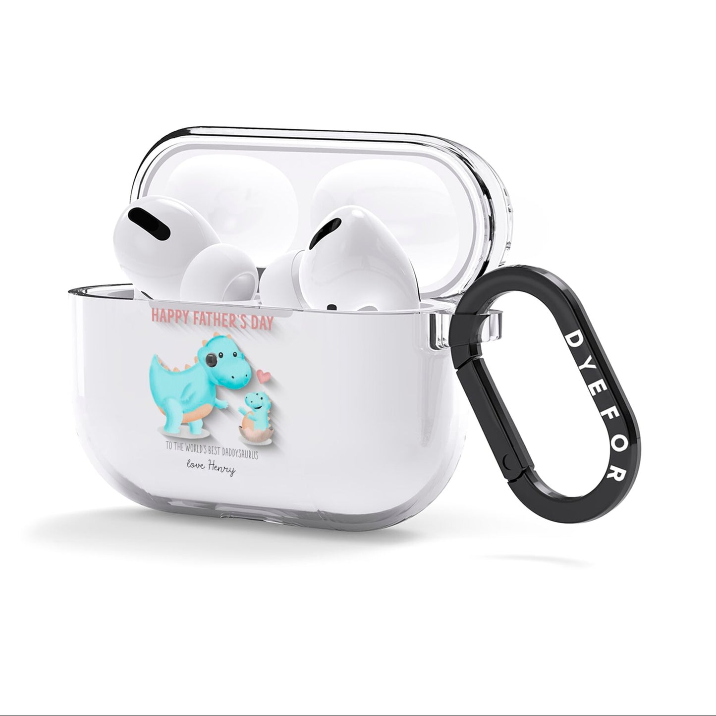 Happy Fathers Day Daddysaurus AirPods Clear Case 3rd Gen Side Image