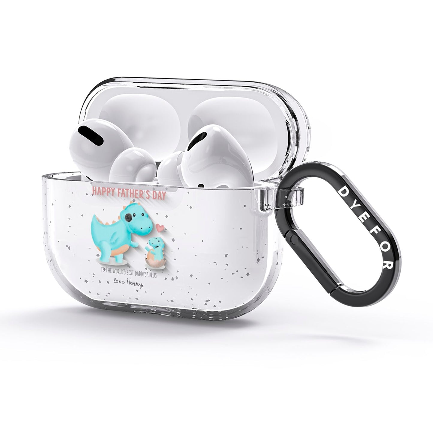 Happy Fathers Day Daddysaurus AirPods Glitter Case 3rd Gen Side Image