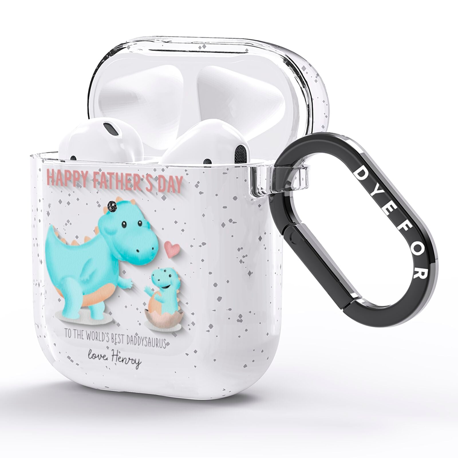 Happy Fathers Day Daddysaurus AirPods Glitter Case Side Image