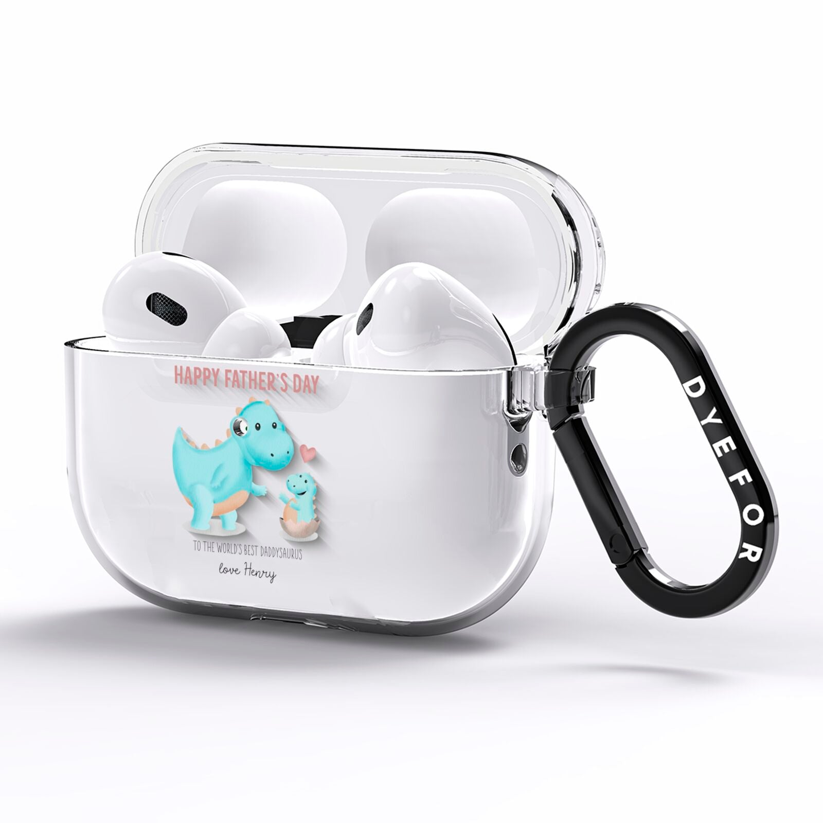 Happy Fathers Day Daddysaurus AirPods Pro Clear Case Side Image