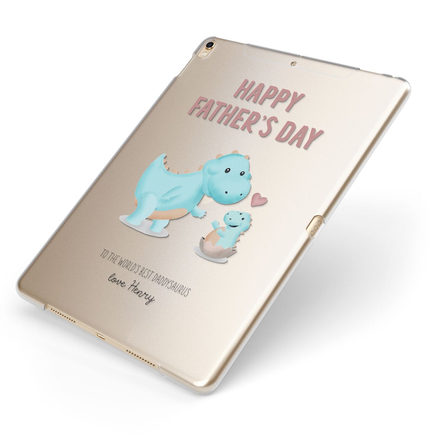 Happy Fathers Day Daddysaurus Apple iPad Case on Gold iPad Side View