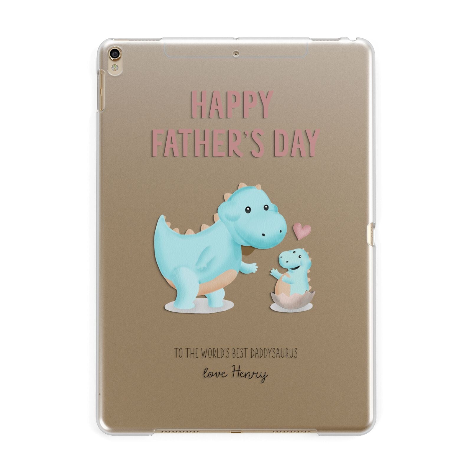 Happy Fathers Day Daddysaurus Apple iPad Gold Case