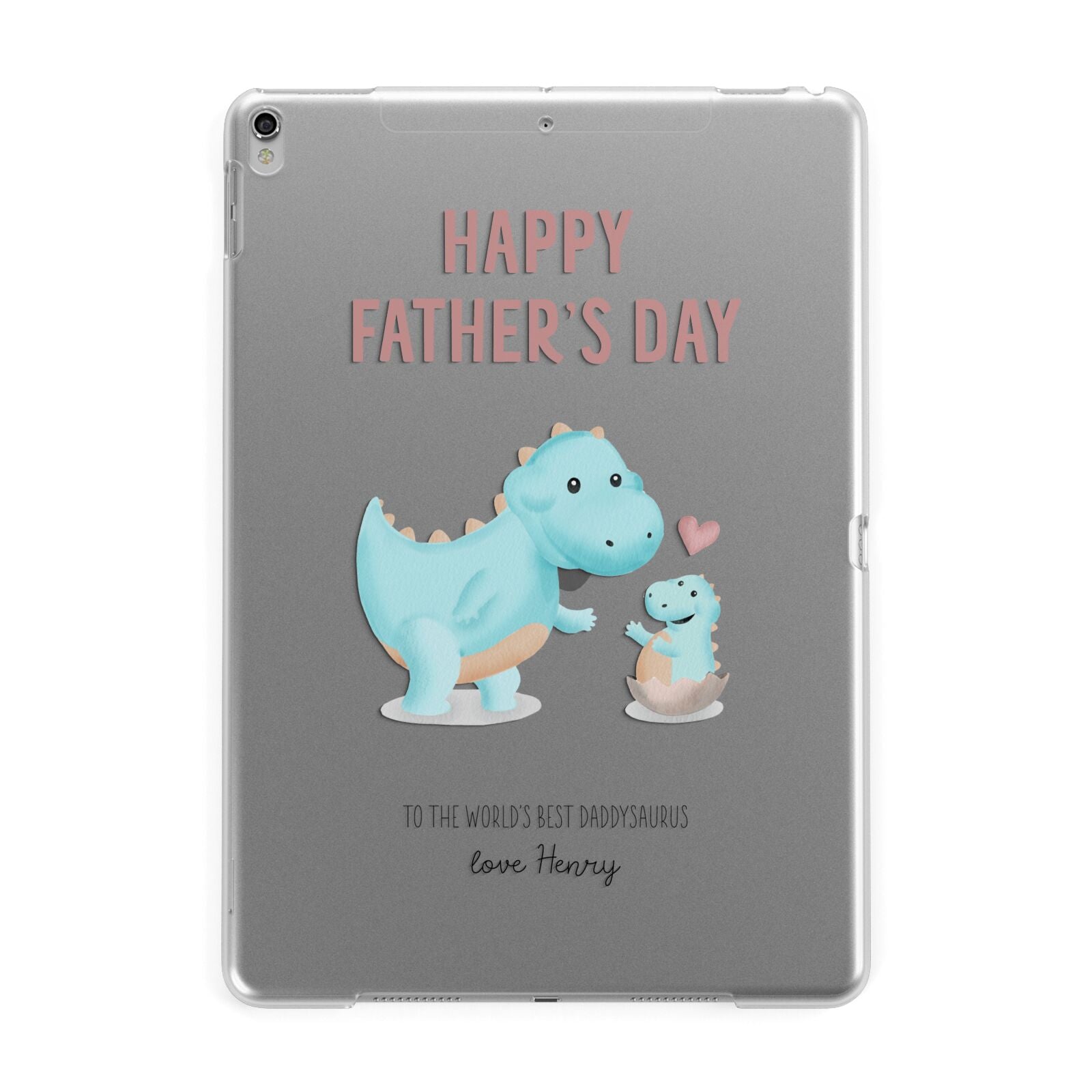 Happy Fathers Day Daddysaurus Apple iPad Silver Case