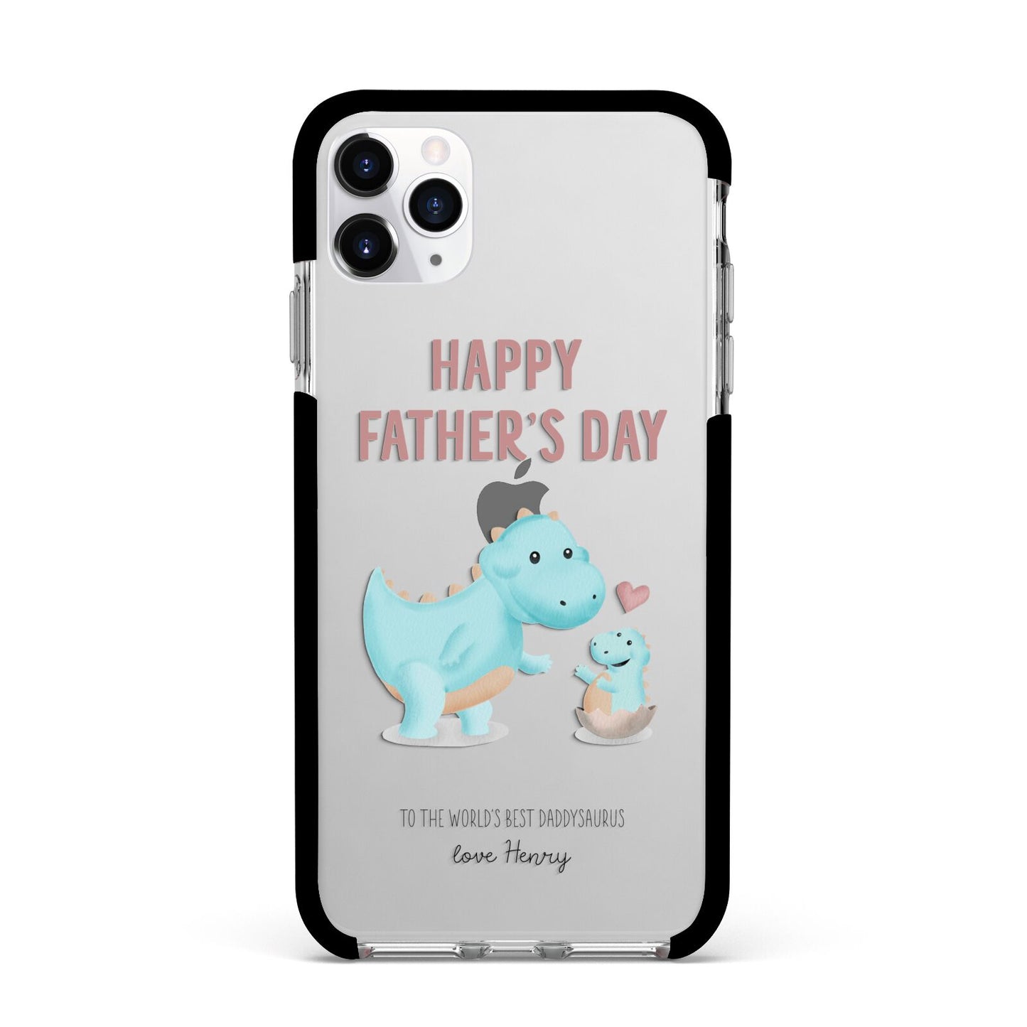 Happy Fathers Day Daddysaurus Apple iPhone 11 Pro Max in Silver with Black Impact Case