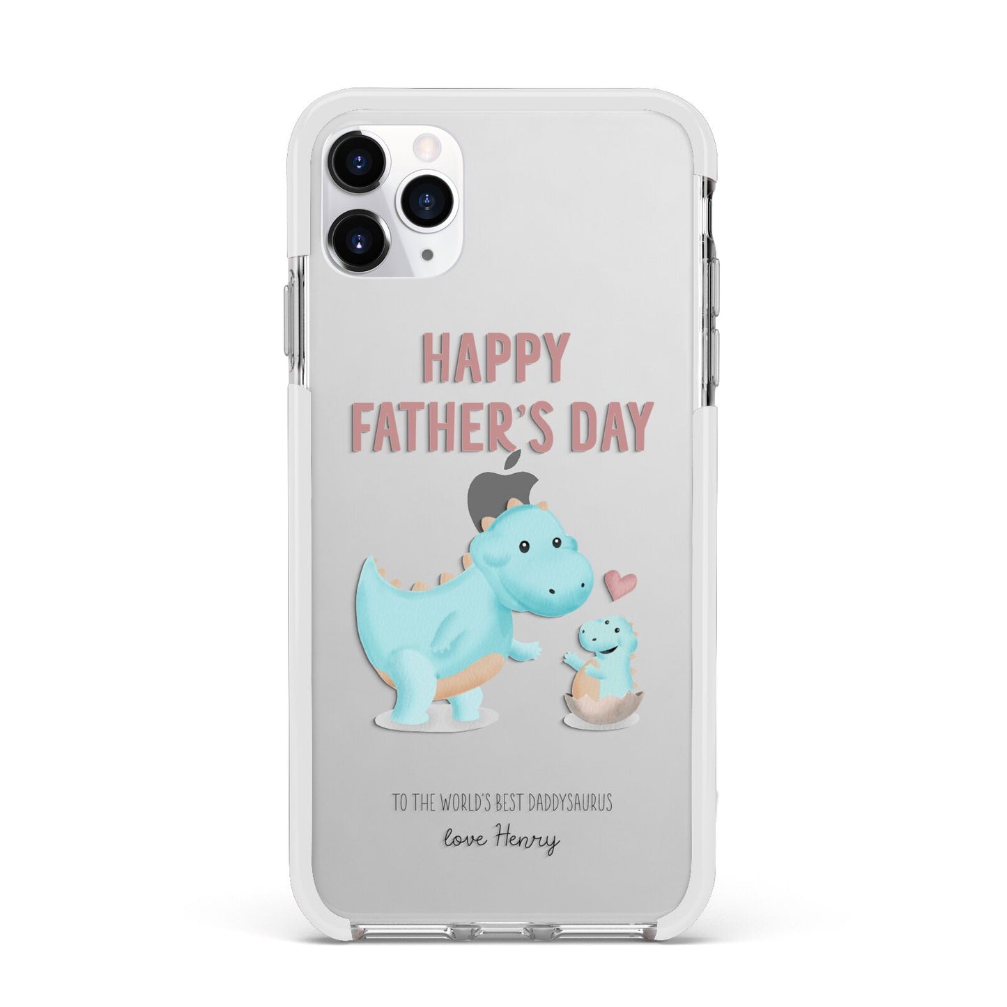 Happy Fathers Day Daddysaurus Apple iPhone 11 Pro Max in Silver with White Impact Case